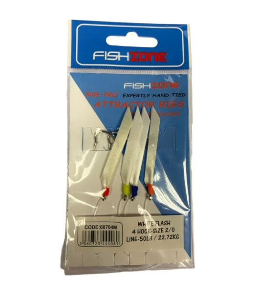 Fishzone attractor rigs white flash ..4 hook -size 2/0