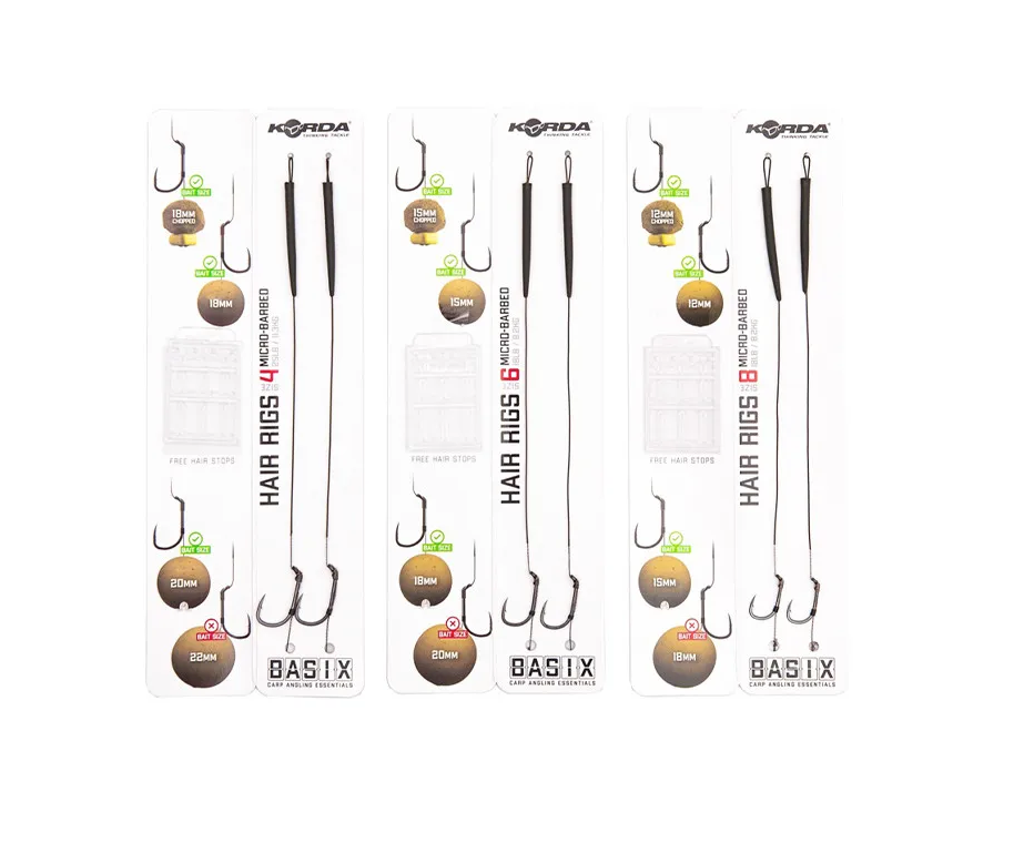 Korda- Basix Ready Tied Hair Rigs Wide Gape