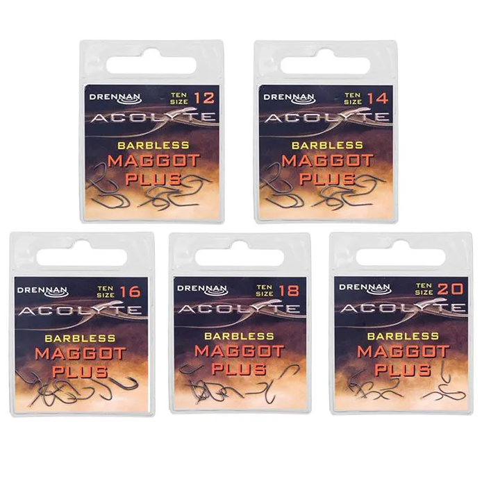 Drennan Acolyte Maggot Plus Barbless Fishing Hooks