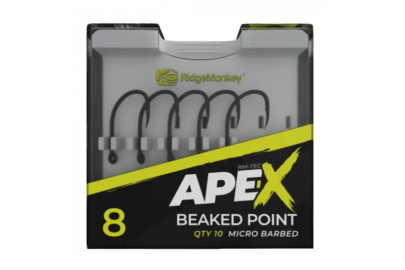 ridgemonkey-ape-x-beaked-point-barbed-hooks.webp